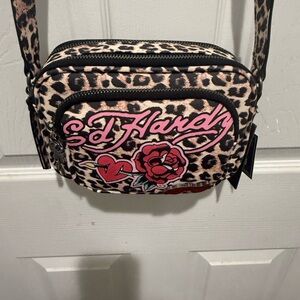 Ed Hardy Leopard and Rose Crossbody Bag
